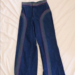 THRIFTED GROOVY RAINBOW BELL BOTTOM JEANS